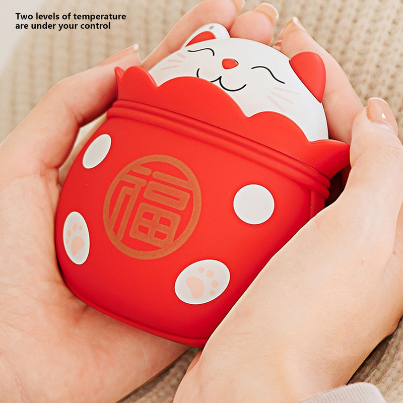 Electric Hand Warmer USB Rechargeable Double Sided Portable Lucky Cat