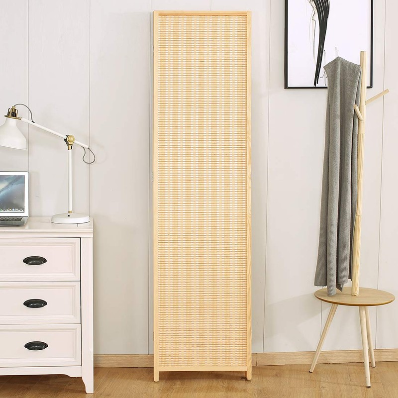 Corelax Room Divider Privacy Screen with Natural Bamboo,6 Panel Folding