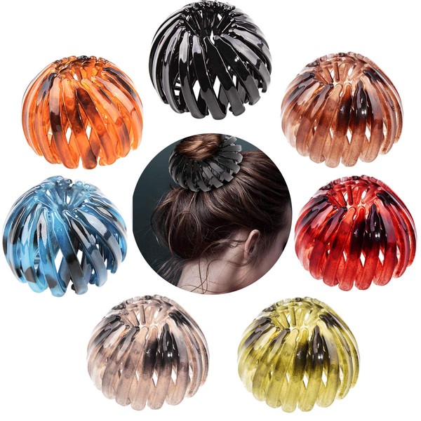 Fashion Hair Clips 7Pcs Ponytail Holder Clips Bun Maker Clip TOBATOBA Ponytail Hairpin Curling Iron Expandable Birds Nest Hair Clip Big Claw Clips Hair Styling Tool Claw Hair Clips for Women Girls Hair Accessories