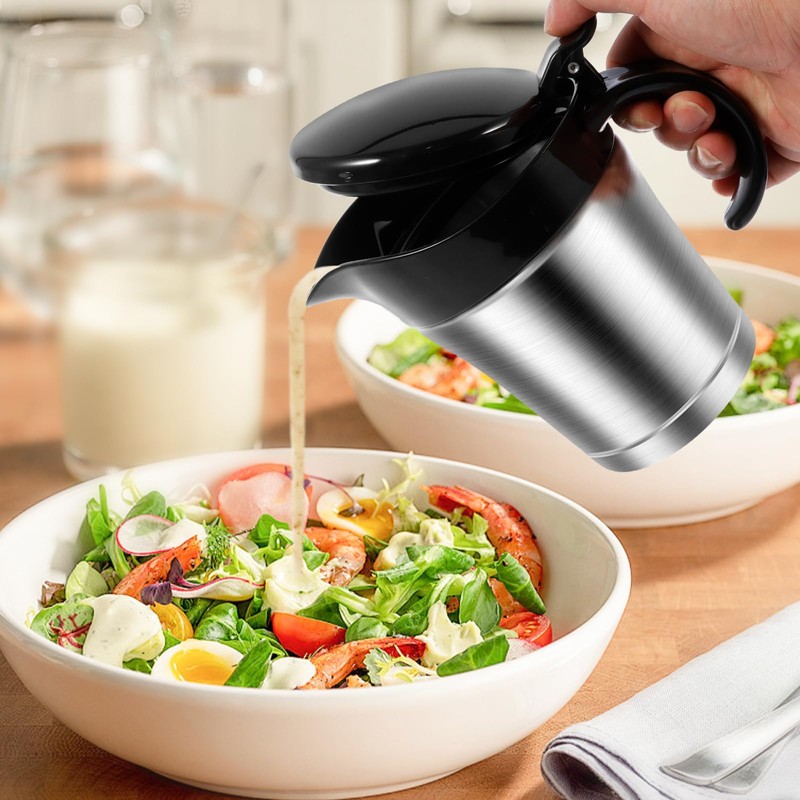 Insulated Gravy Boat, 450ml Gravy Jug with Hinged Lid, Double