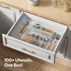 NIUBEE Expandable Kitchen Drawer Organizer for Flatware and Utensils,Clear Acrylic