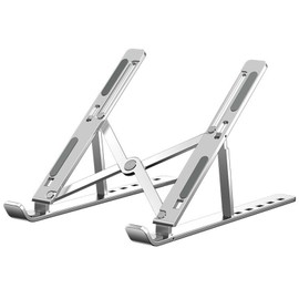 Refoiner Laptop Stand, Notebook Stand, Laptop Stand, Tabletop, Tabletop, Tablet, Stand, Foldable, Ergonomic, Adjustable Height/Angle, Posture, Aluminum Alloy, Silver