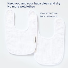 Hakochia Muslin Baby Bibs, Soft & Absorbent, Cotton Feeding Bibs for Newborns & Toddlers, Unisex Baby Bib Set, Comfortable & Gentle on Skin, Ideal for Drooling & Teething, 10 Pack