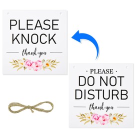 1 Pack 6x6 Inch Do Not Disturb Door Hanger Sign, Double Sided Please Knock Sign Privacy Meeting Session Sign Acrylic Hanging Plaque for Business Offices Home Decoration
