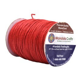 Mandala Crafts Size 1.5 mm Waxed Cord for Jewelry Making, 109 Yds 1.5mm Waxed Cotton Cord for Jewelry String Bracelet Cord Wax Cord Necklace String (Red, 1.5mm 109 Yards)