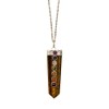 VIE 7 Chakra Flat Pendant, Silver Chain, 5x1.5cm (Tiger's Eye)