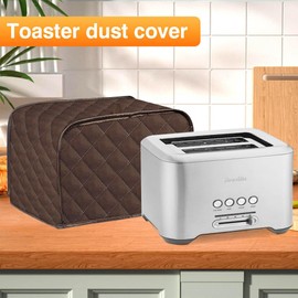 JOONOR Polyester Quilted Toaster Cover for 4 Slice Toaster, Kitchen Small Appliance Cover Fingerprint and Greasy Protection, Machine Washable Toaster Dustproof Cover. (Brown, 12 x 11 x 8.5 in)