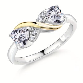 925 Silver and 10K Yellow Gold Plated Two-Tone Wedding Bands Promise Rings for Women's,Lab Grown Diamond Accents Eternal Love Infinity Engagement Ring for Women Jewelry Gifts Size 10#