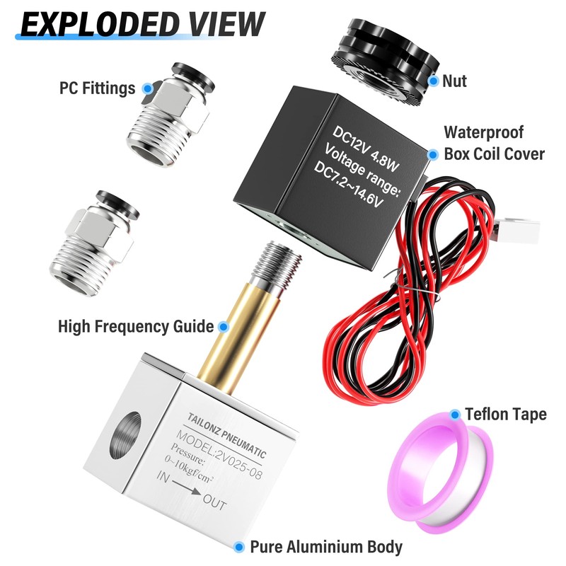 TAILONZ PNEUMATIC 1/4 Inch NPT 12V 2 Position 2 Way