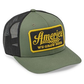 Rural Cloth America We Grow Beer Adjustable Snapback Hats (US, Alpha, One Size, Olive/Black)
