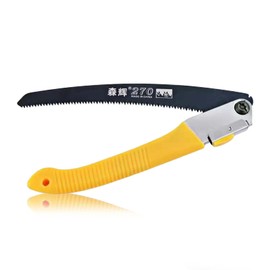 Foldable Blue-Tempered Triple-Edge SK5 Steel Woodworking & Gardening Pruning Saw - 550mm Overall Length, 270mm Blade, 62Mn Steel, Anti-Slip Handle, Safety Lock