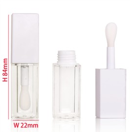24pcs 5ml Empty Square Pink Lip Gloss Tubes Wholesale with Large Wand Lip Gloss Containers, White