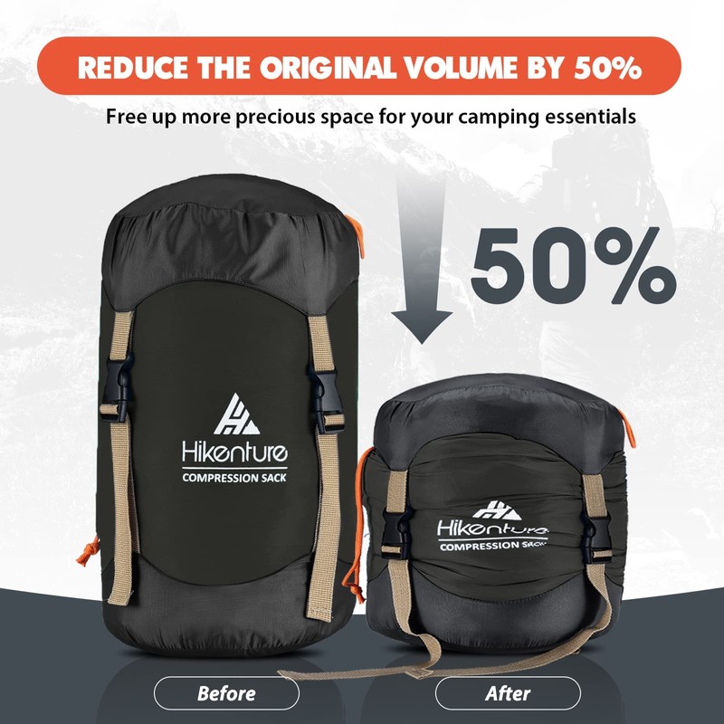 Hikenture Sleeping Bag Stuff Sack, Space Saving Compression Sack, Water-