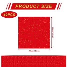 40pcs Chinese Spring Festival Red Xuan Paper New Year Wall Stickers Classic Vintage Chunlian for New Year Party Decoration 33x33cm (Sprinkle Gold)