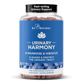 Urinary Harmony D-Mannose Supplement – Urinary Tract Health for Women – Cleanses and Flushes the Urinary System – Potent Clinical Strength Formula with DMannose and Hibiscus – 180 Fast Acting Capsules
