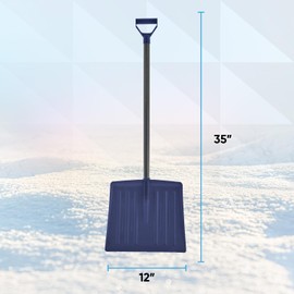 Superio Kids Snow Shovel for Driveway, Plastic Heavy Duty Shovel for Snow Removal with D Grip Metal Handle Small Navy Blue Kids Shovel Sturdy, 35“ Height, Durable Plastic 12" Wide Blade, Snow Fun (3)