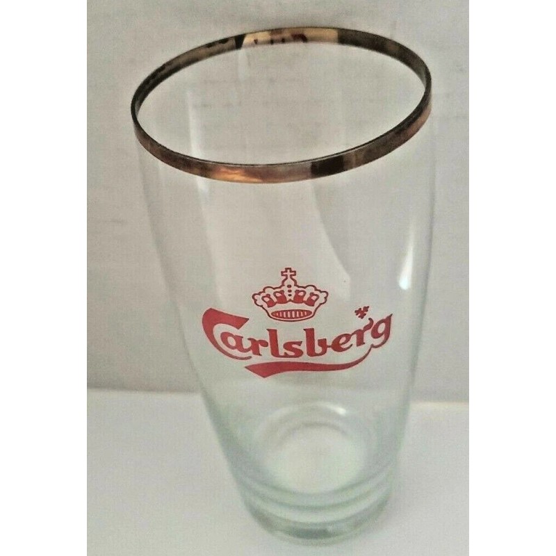 Vintage 1960's Carlsberg beer red crown Logo gold rimmed Pilsner