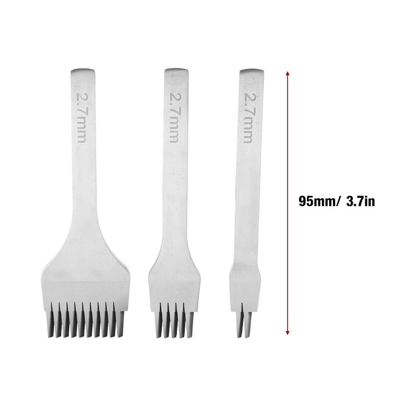 White Steel 2/5/10 Punch Prong Tool Set Lacing Stitching Chisel