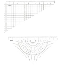 Concise 118411 Color Triangular Ruler Set, 5.9 inches (15 cm), Clear