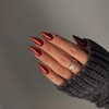 Mirror Metal Red Press on Nails Almond Shaped Chrome Glazed