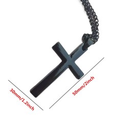 Jilukibo Black Stainless Steel Christian Religious Cross Pendant Necklace with 24 Inch Chain, Faithful Jewelry Simple Cross Necklace for Men