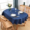 Wolkemer Shiny Oval Jacquard Tablecloth 60 x 102 Inch Navy