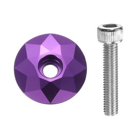 sourcing map 2pcs Bicycle Headset Stem Top Cap 1-1/4" (31.8mm) OD Aluminum Alloy Cycling Headset Stem Cover with M6 Bolt for Mountain Bike Road Bikes MTB, Purple