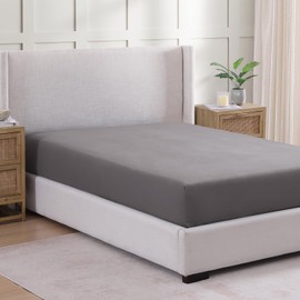 Fitted Sheet King, Grey - Pre-Washed, Deep Pocket 14 inch (35 cm) - Easy Care - Soft Brushed Microfibre Fabric - Shrinkage and Fade Resistant - Bottom Sheet