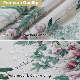 BESTRIPES Extra Long Fabric Shower Curtain, Country Vintage Floral Shower Curtain, Gold and Green Flower Shower Curtains for Bathroom, Waterproof Bathroom Curtains, 72" W x 84" H