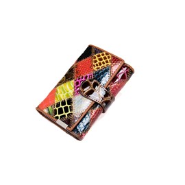 PORRASSO Women's Leather Colourful Purse Large Capacity Purse Wallet, Colorful Diamond Grid D