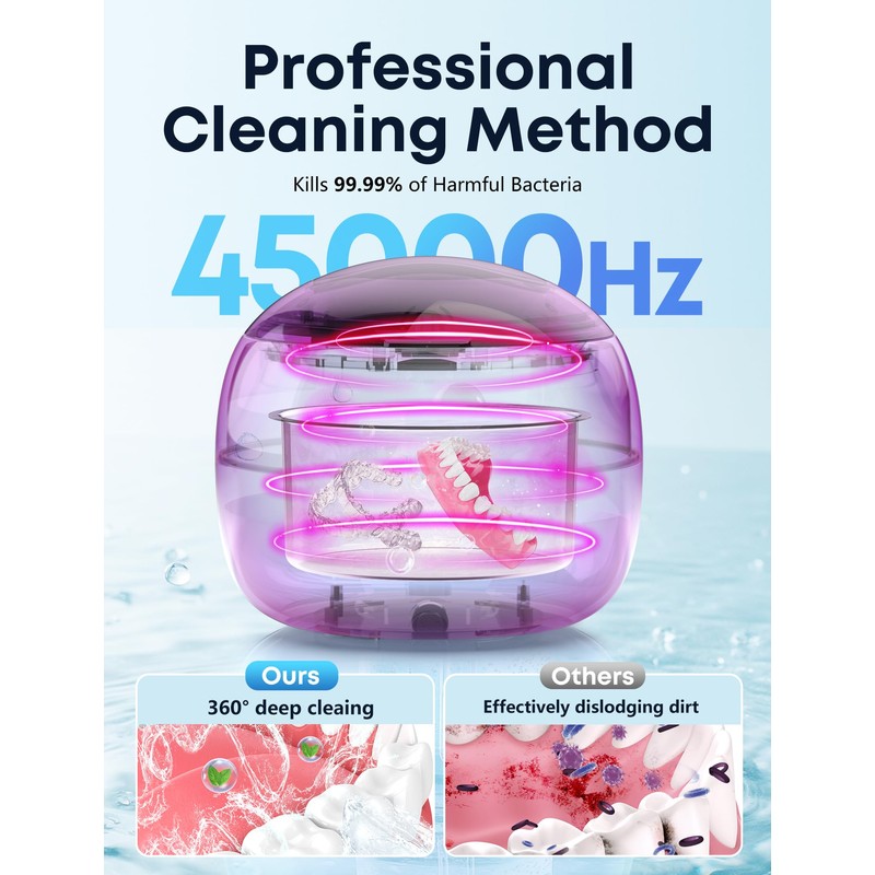 BEESHOP Ultrasonic Retainer Cleaner - 45kHz Retainer Cleaner Machine with