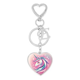 Heart Keychain with Initial Letter Bag Charm Adult Gifts for Preppy Stuff (E)