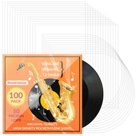 QUOTRE Pack of 100 12 Inch Record Inner Sleeves + Antistatic Outer Pocket for LP Records, Rounding Record Sleeves, Transparent LP Inner Sleeves, 308 mm x 308 mm, 328 mm x 328 mm