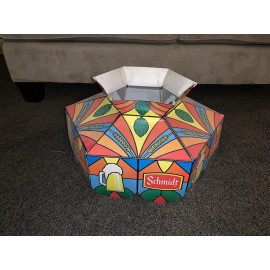 Schmidt Vtg 70s 80s Schmidt Beer Sign Cardboard Faux Stained Glass Lamp Shade Light Ad