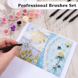AOZUO 5 Piece Fine Brush Set, 5 Sizes Micro Detail Paint Brush, Acrylic Brush, Artist Brush Set, Paint by Numbers Brush for Nail Art, Acrylic, Watercolour, Oil Painting, Line Painting (5 Sizes)