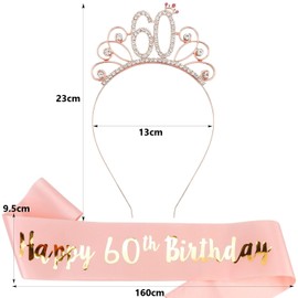 DIFEIUKI Birthday 60th Crown Party Sash, Set of 2, Tiara Headband Birthday Party Crown, Elegant, Stylish, Birthday Party, Commemorative Photos, Photo Tools, Birthday Party Decoration, Party Supplies