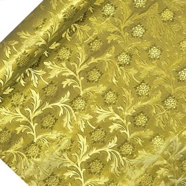 Paper Mart Gold Floral Foil, 20 Inches by 10 Yards, Poly Lined, Embossed Flower Wrapping Paper for Bouquets, Plants, and Decor