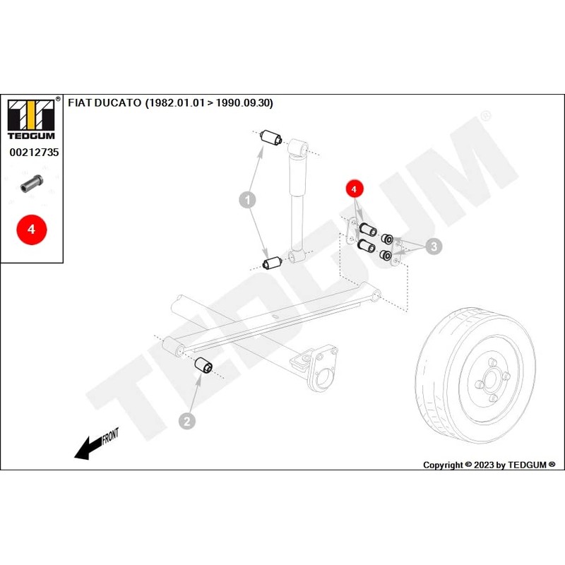 TEDGUM 00212735 REAR LEAF SPRING BUSHING
