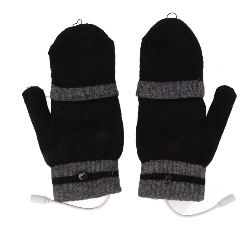 Full and Half Fingers Heating Gloves USB Fingerless Knitting Electric