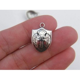 Fashion Jewelry SHIELD RELIGIOUS CROSS CATHOLIC PRAY pendant German Silver 18" Necklace Women