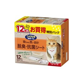Nyan Tomo Clean Toilet Cat Sand, Deodorizing/Antibacterial Sheet, Large Capacity, 12 Sheets