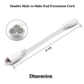 KALINA T5 T8 LED Tube Connector Cable Wire 8inch Double Male to Male End Extension Cord for Integrated LED Fluorescent Tube Light Bulb Lamp Holder Socket(4-Pack 3Pin Male)
