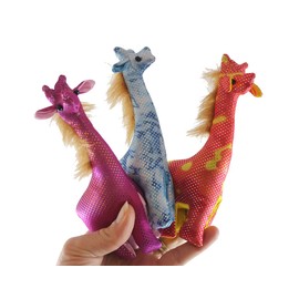 Set of 3 - Giraffe Sand Filled Animal Toy - Heavy Weighted Sandbag Animal Plush Bean Bag Toss - Shimmering Glitter Safari Sensory, Stress, Fidget Toy ADHD Special Needs Soothing