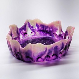 Decorative Resin Candy Bowl for Home Decor, Flower Vase, Waterfall Vase, Gift for Women (Purple Swirl)