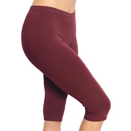 Women's Cotton Knee Length Leggings Burgundy 2X