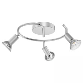 Unbranded LED Track Lighting Kit 3-Light Flush Mount Ceiling Spot Light Fixture GU10 - Rotating 3 heads-Silver