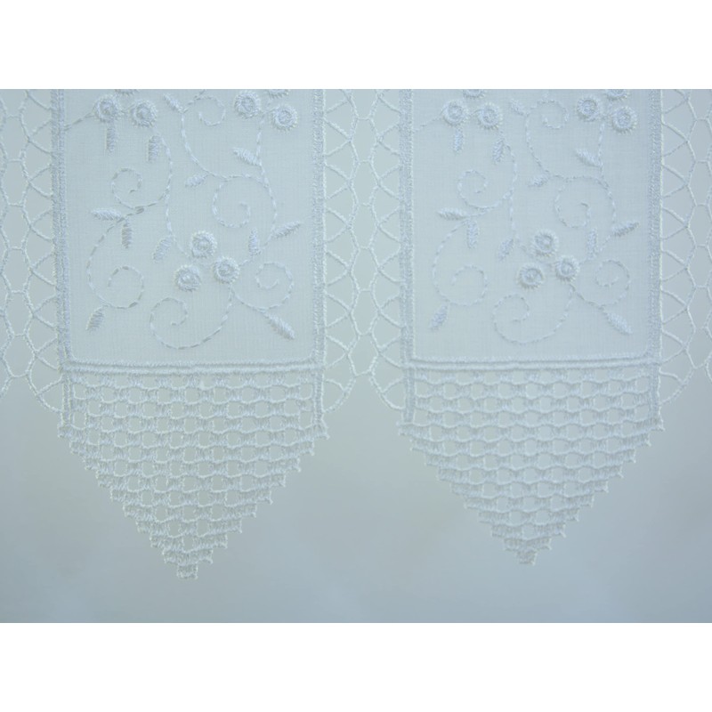 Clever-Kauf-24 Hardanger Bistro Curtain Embroidered White Height 60 cm