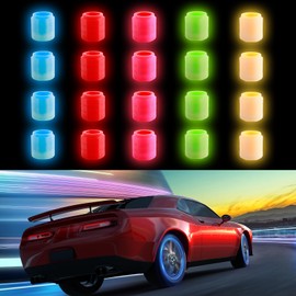 Pack of 20 Car Luminous Valve Caps Car 5 Colours Universal Fluorescent Tyre Valve Caps Car Luminous ABS Plastic Tyre Waterproof Valve Caps for Bicycle Motorcycle SUV Truck