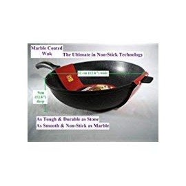 Ceramic Marble Coated Cast Aluminium Non Stick Wok 24 cm