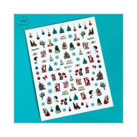 Christmas Snow Nail Sticker Santa Reindeer Deer Tree Candy Heart Nail Decals Wg391 Nail Wraps Stickers Manicure Supplies for Women Nails Full Long Lasting Easy Apply and Remove